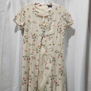 Yellow and pink faux layer garden mini dress size 4